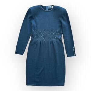 Don Sayres for Wellmore Vintage Black Long Sleeve Embellished‎ Dress Size 10